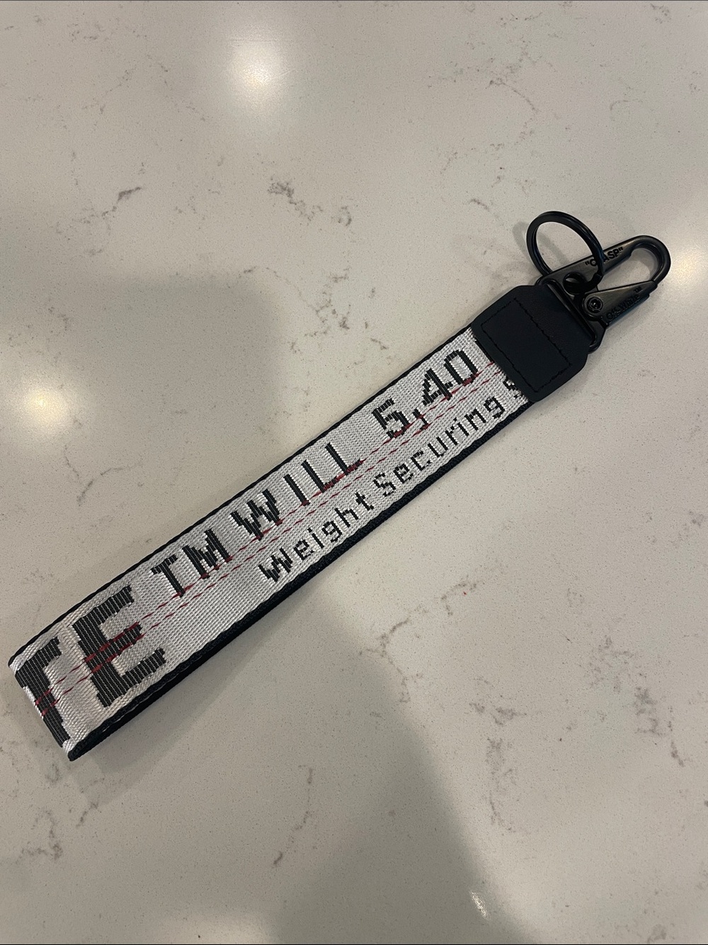 Off white White and Black Industrial Keychain Strap